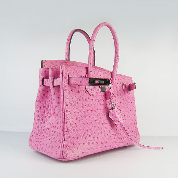 Replica Hermes Birkin 30CM Ostrich Veins Handbag Pink 6088 On Sale